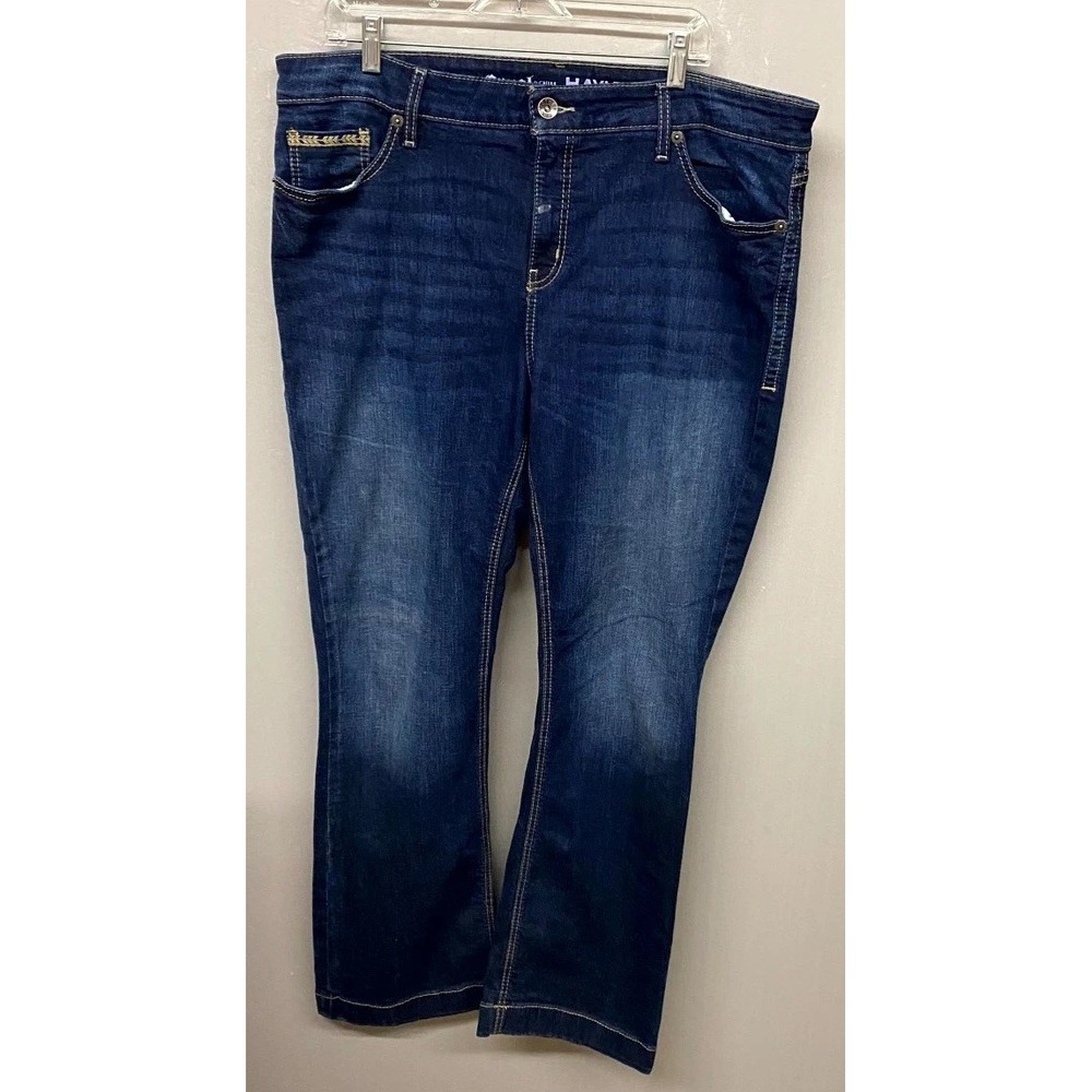 Cruel Girl Hayley Western Jeans Womens 35/19R Blue Whiskering Denim Cotton Logo